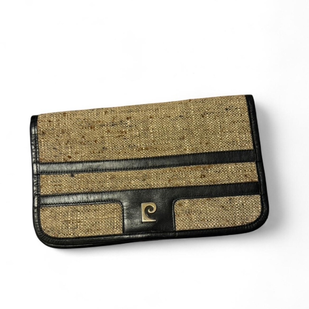 Vintage Pierre Cardin Woven leather trim Clutch bag 1970s